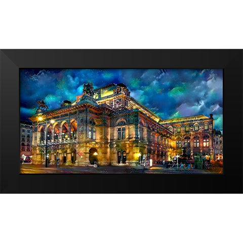 Vienna Austria Opera House Black Modern Wood Framed Art Print by Gavidia, Pedro
