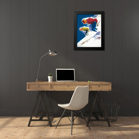Jantzen by Binder Man and Women, Ski 1947 Black Modern Wood Framed Art Print by Print Collection