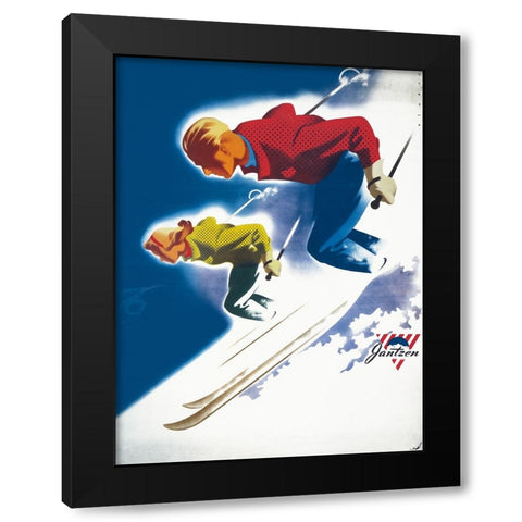 Jantzen by Binder Man and Women, Ski 1947 Black Modern Wood Framed Art Print by Print Collection