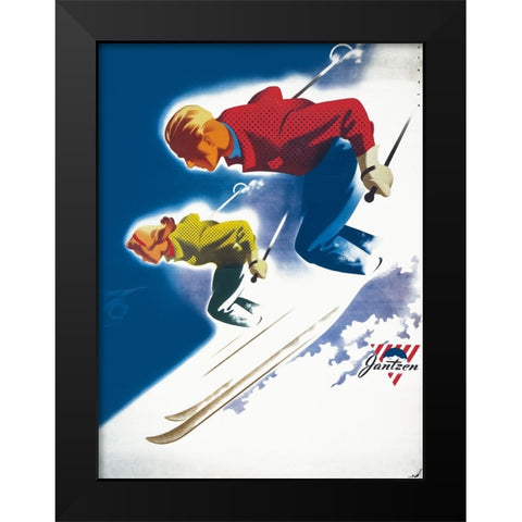 Jantzen by Binder Man and Women, Ski 1947 Black Modern Wood Framed Art Print by Print Collection