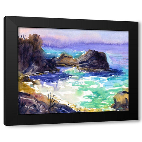 Beach Cove Black Modern Wood Framed Art Print with Double Matting by Randy Noble Fine Art