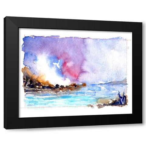 Rock Beach Black Modern Wood Framed Art Print with Double Matting by Randy Noble Fine Art