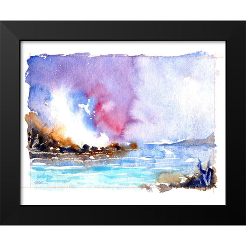 Rock Beach Black Modern Wood Framed Art Print by Randy Noble Fine Art