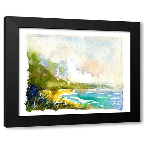 Secret Beach Black Modern Wood Framed Art Print by Randy Noble Fine Art