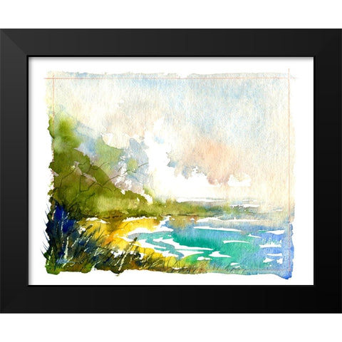 Secret Beach Black Modern Wood Framed Art Print by Randy Noble Fine Art