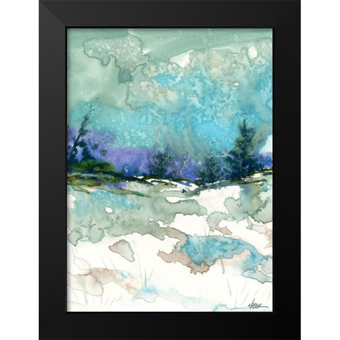 Snow Fields Black Modern Wood Framed Art Print by Randy Noble Fine Art