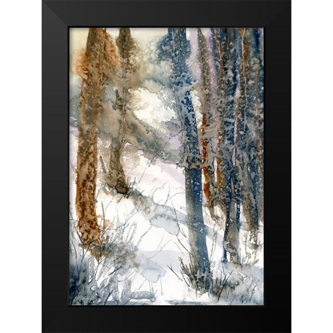 Forest Snow Black Modern Wood Framed Art Print by Randy Noble Fine Art