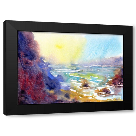 Ocean Morning Black Modern Wood Framed Art Print by Randy Noble Fine Art