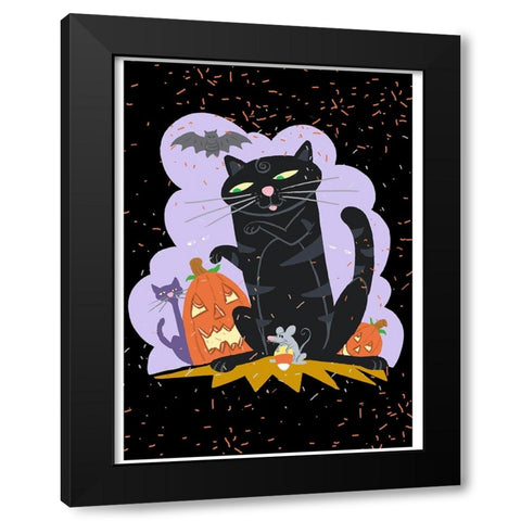 October Cat Black Modern Wood Framed Art Print by Randy Noble Fine Art