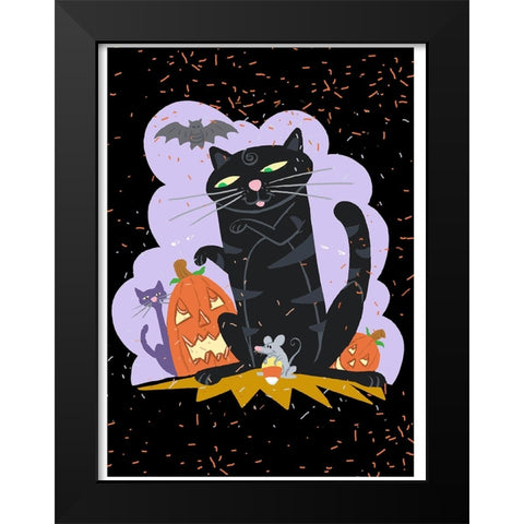October Cat Black Modern Wood Framed Art Print by Randy Noble Fine Art