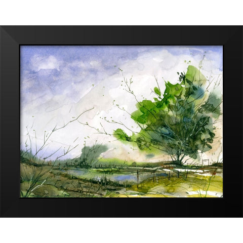 Taylors Pond Black Modern Wood Framed Art Print by Randy Noble Fine Art