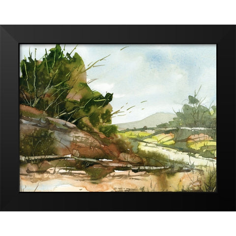 Valley Of Rivers Black Modern Wood Framed Art Print by Randy Noble Fine Art