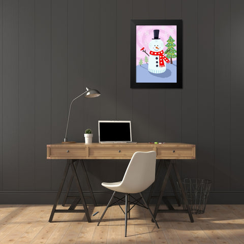 Snowman Swirl Black Modern Wood Framed Art Print by Randy Noble Fine Art