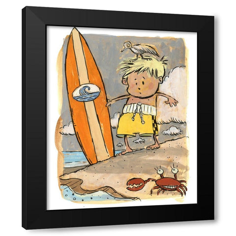 First Surf Black Modern Wood Framed Art Print by Randy Noble Fine Art