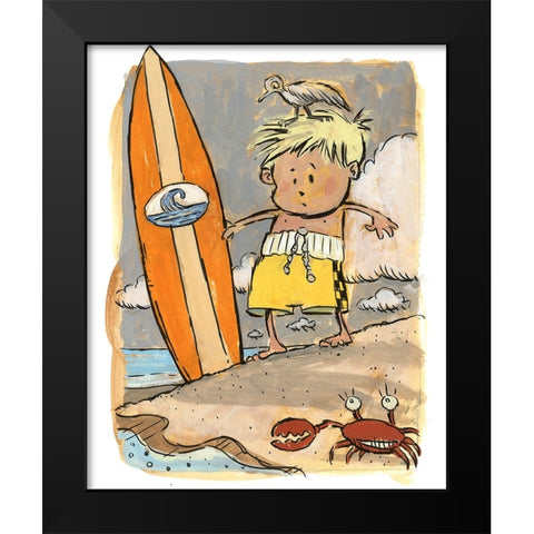First Surf Black Modern Wood Framed Art Print by Randy Noble Fine Art