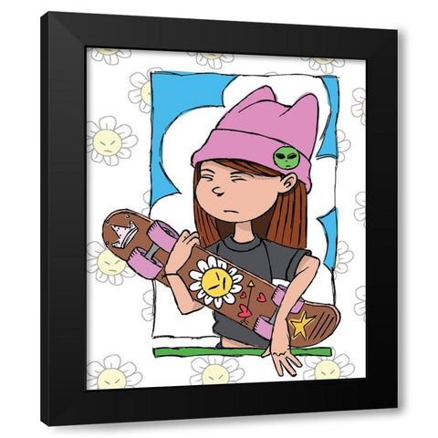 Skate Girl Black Modern Wood Framed Art Print with Double Matting by Randy Noble Fine Art