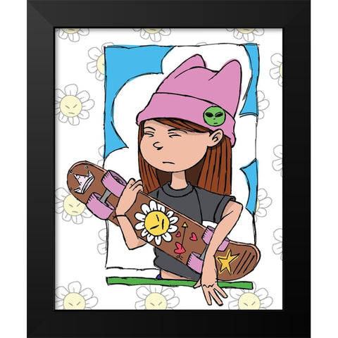 Skate Girl Black Modern Wood Framed Art Print by Randy Noble Fine Art