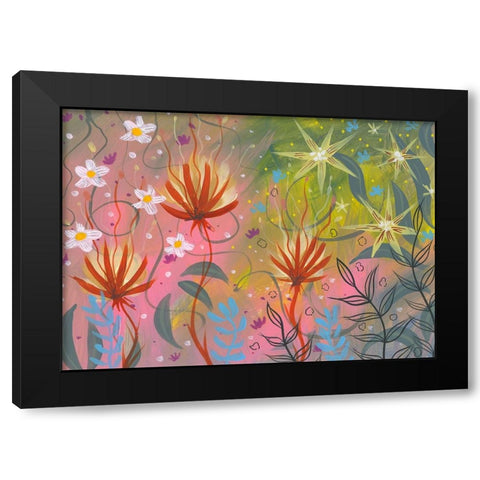 Garden Burst Black Modern Wood Framed Art Print with Double Matting by Randy Noble Fine Art