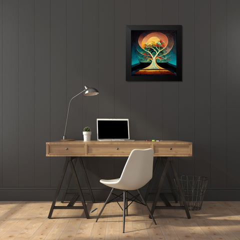 A001 Tree Of Life Black Modern Wood Framed Art Print by Heere, Ray
