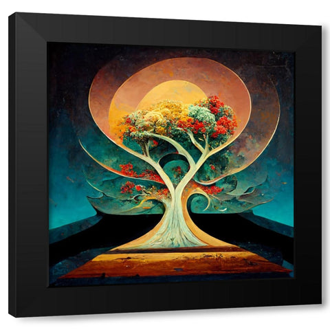 A001 Tree Of Life Black Modern Wood Framed Art Print with Double Matting by Heere, Ray