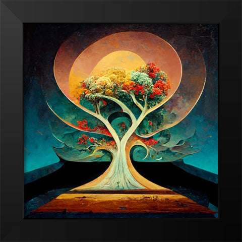 A001 Tree Of Life Black Modern Wood Framed Art Print by Heere, Ray