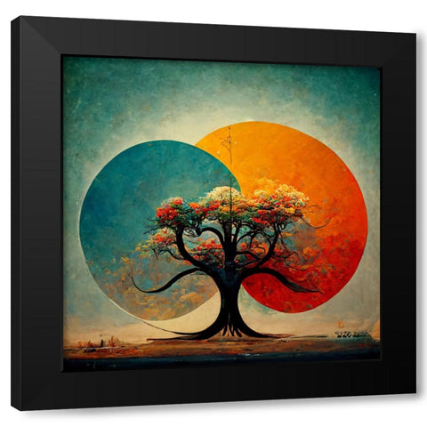 A002 Tree Of Life Black Modern Wood Framed Art Print with Double Matting by Heere, Ray