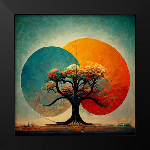 A002 Tree Of Life Black Modern Wood Framed Art Print by Heere, Ray