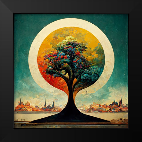 A003 Tree Of Life Black Modern Wood Framed Art Print by Heere, Ray