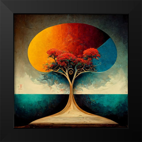 A004 Tree Of Life Black Modern Wood Framed Art Print by Heere, Ray