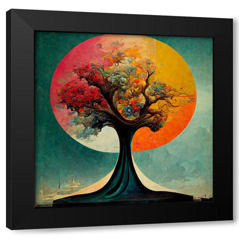 A005 Tree Of Life Black Modern Wood Framed Art Print with Double Matting by Heere, Ray