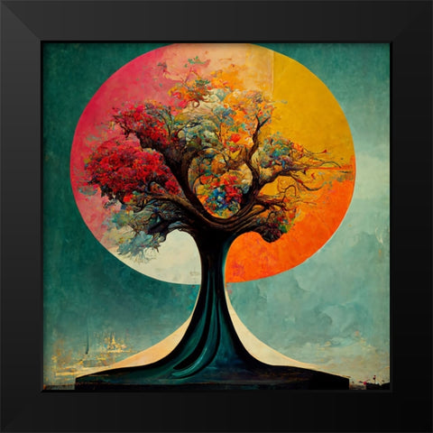 A005 Tree Of Life Black Modern Wood Framed Art Print by Heere, Ray