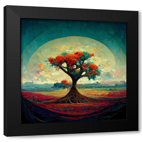 A006 Tree Of Life Black Modern Wood Framed Art Print with Double Matting by Heere, Ray