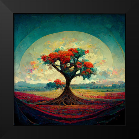 A006 Tree Of Life Black Modern Wood Framed Art Print by Heere, Ray