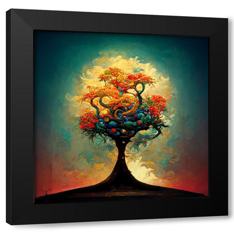 A007 Tree Of Life Black Modern Wood Framed Art Print with Double Matting by Heere, Ray