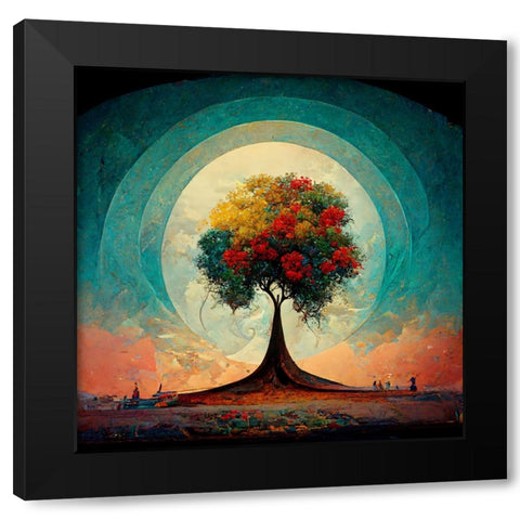 A008 Tree Of Life Black Modern Wood Framed Art Print with Double Matting by Heere, Ray