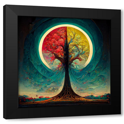 A009 Tree Of Life Black Modern Wood Framed Art Print with Double Matting by Heere, Ray
