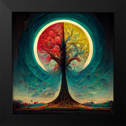 A009 Tree Of Life Black Modern Wood Framed Art Print by Heere, Ray