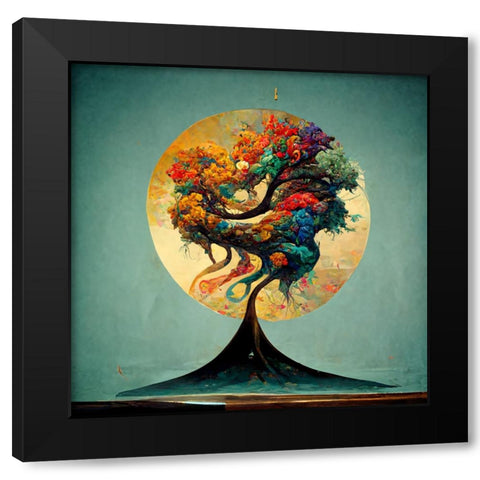 A010 Tree Of Life Black Modern Wood Framed Art Print by Heere, Ray