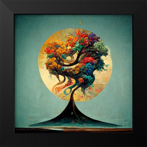 A010 Tree Of Life Black Modern Wood Framed Art Print by Heere, Ray