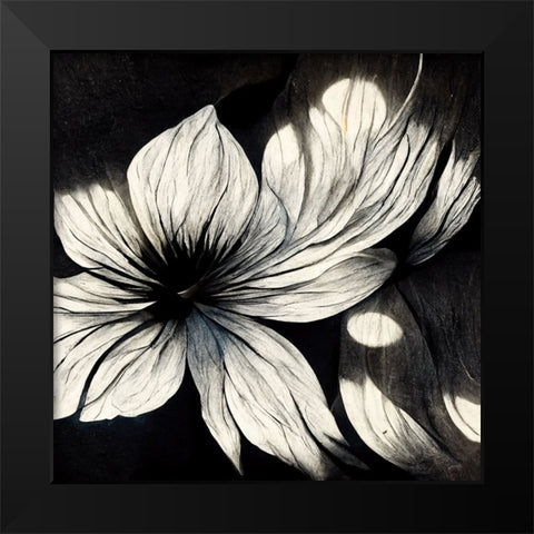 B001 Flowers Black White Black Modern Wood Framed Art Print by Heere, Ray