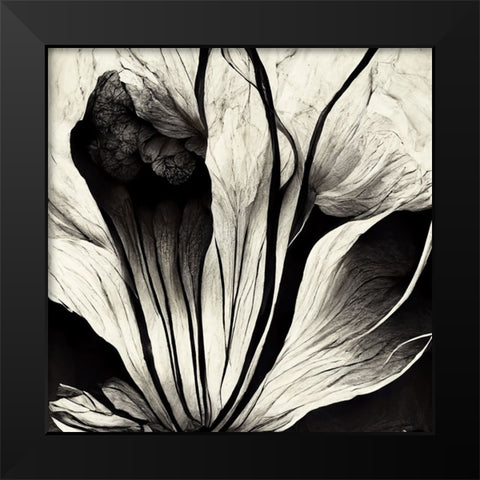 B003 Flowers Black White Black Modern Wood Framed Art Print by Heere, Ray