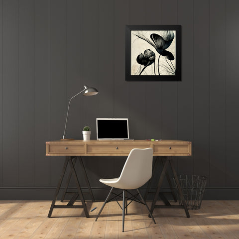 B004 Flowers Black White Black Modern Wood Framed Art Print by Heere, Ray