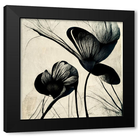 B004 Flowers Black White Black Modern Wood Framed Art Print with Double Matting by Heere, Ray