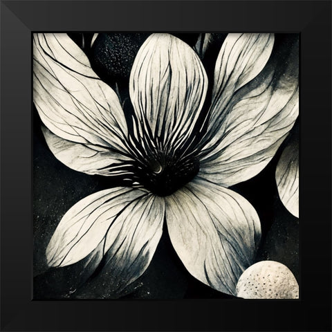 B005 Flowers Black White Black Modern Wood Framed Art Print by Heere, Ray