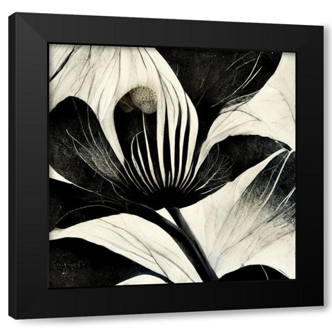 B006 Flowers Black White Black Modern Wood Framed Art Print with Double Matting by Heere, Ray