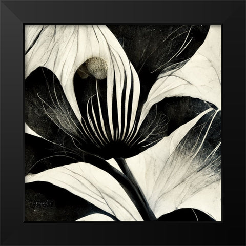 B006 Flowers Black White Black Modern Wood Framed Art Print by Heere, Ray