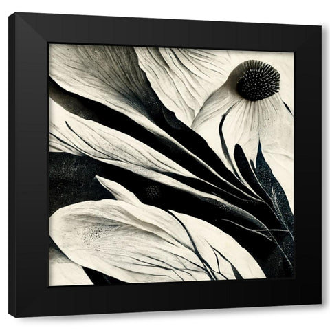 B007 Flowers Black White Black Modern Wood Framed Art Print with Double Matting by Heere, Ray