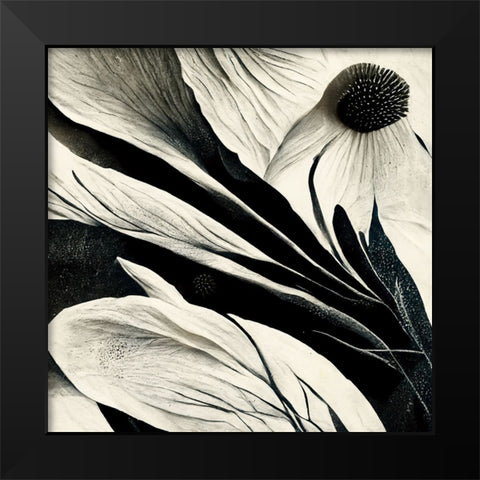 B007 Flowers Black White Black Modern Wood Framed Art Print by Heere, Ray