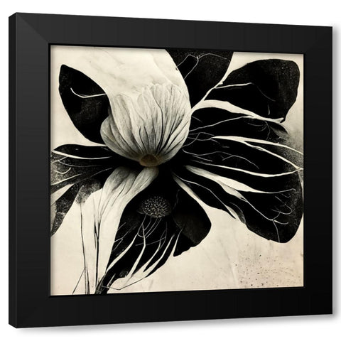 B008 Flowers Black White Black Modern Wood Framed Art Print by Heere, Ray