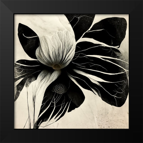 B008 Flowers Black White Black Modern Wood Framed Art Print by Heere, Ray